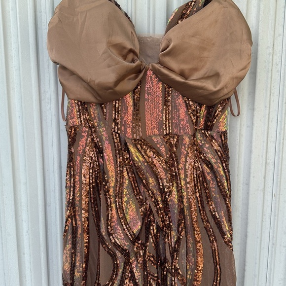 Brown and Gold Sequin Jumpsuit - Picture 2 of 15